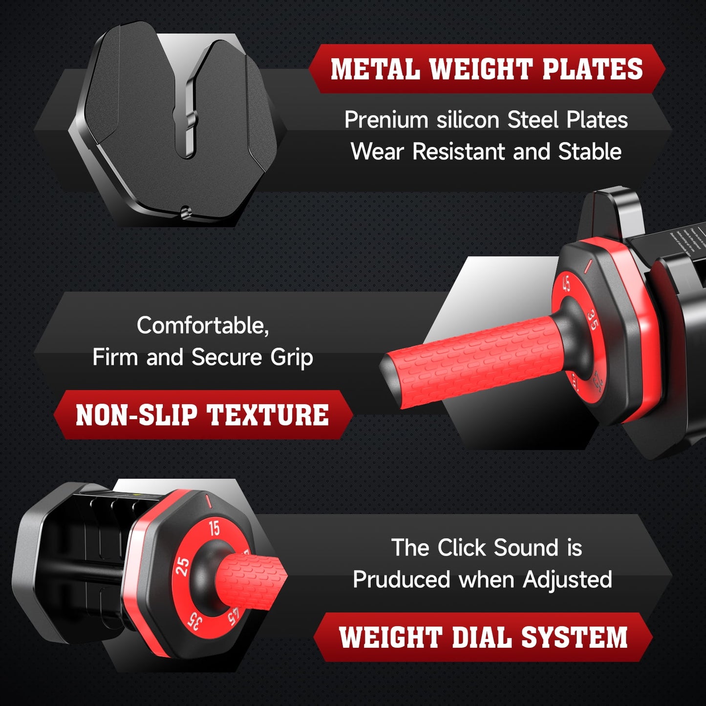 110LB Adjustable Dumbbells with High Quality Tray 15Lb to 55Lb Adjustable Dumbbell for Home Gym Exercise Equipment, Christmas Gift