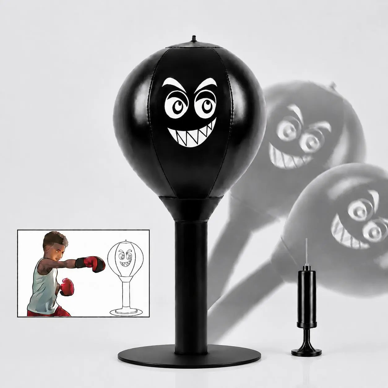 Desktop Boxing Bag, Funny Toy Speed Trainer with Durable PU Ball & Carbon-Steel Spring, Suction Cup Mount to Relieve Stress on Office Desks