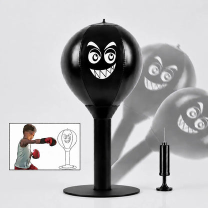 Desktop Boxing Bag, Funny Toy Speed Trainer with Durable PU Ball & Carbon-Steel Spring, Suction Cup Mount to Relieve Stress on Office Desks