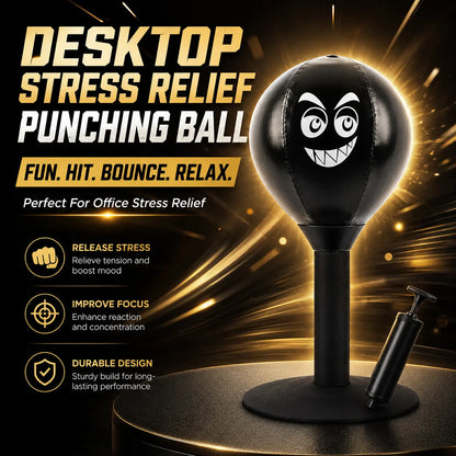 Desktop Boxing Bag, Funny Toy Speed Trainer with Durable PU Ball & Carbon-Steel Spring, Suction Cup Mount to Relieve Stress on Office Desks
